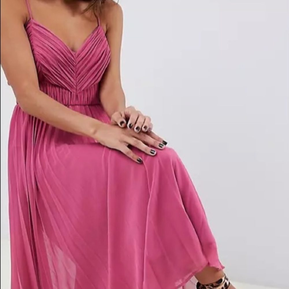 ASOS DESIGN cami midi dress with ruched bodice. NWT. Two snags in fabric